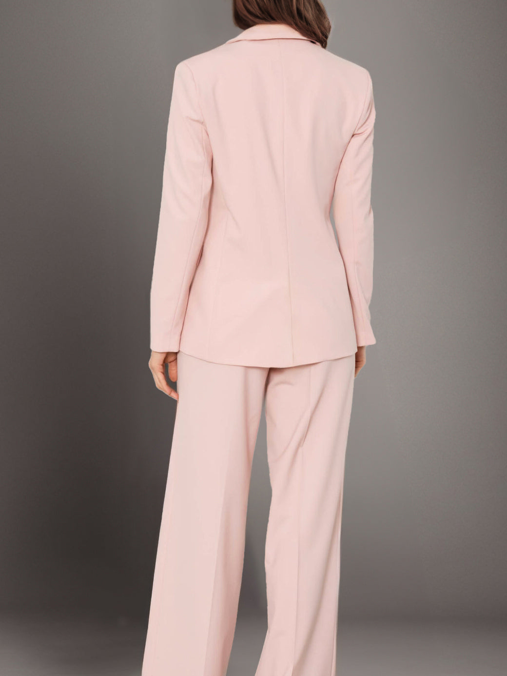 Plain Notched Lapel Button Blazer Busniess Casual 2 Pieces Set