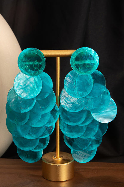 Resort Style Colorful Round Shell Tassel Earrings