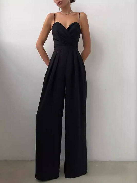 Suspender Tight Waist Straight Mopping Minimalist Jumpsuit