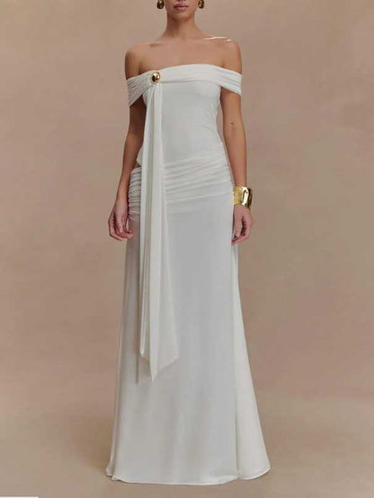 Sexy Off-Shoulder Hollow Design Maxi Dress