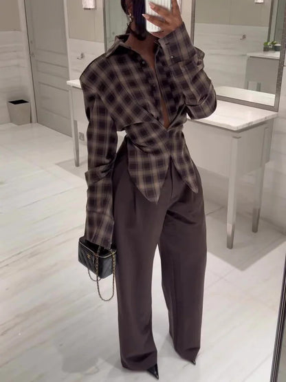 Exquisite Vintage Plaid Long-sleeved Shirt