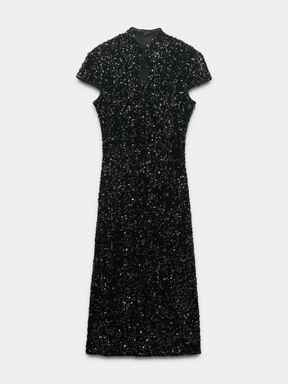 Exquisite Sequin Embellished Midi Dress