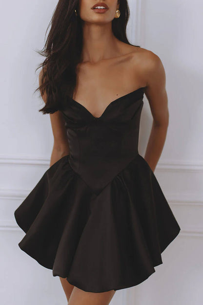 Exquisite Off-Shoulder Puff-Trim Mini Dress