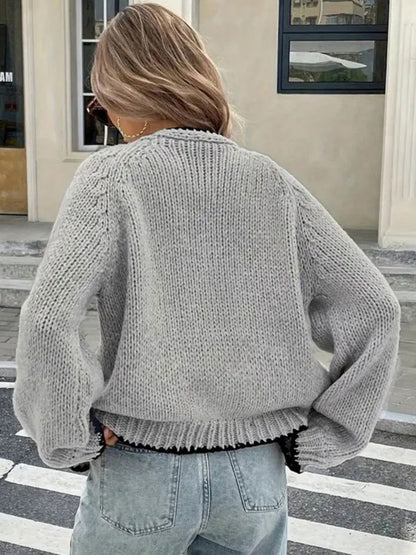 Bow Tie Color-blocked Cardigans