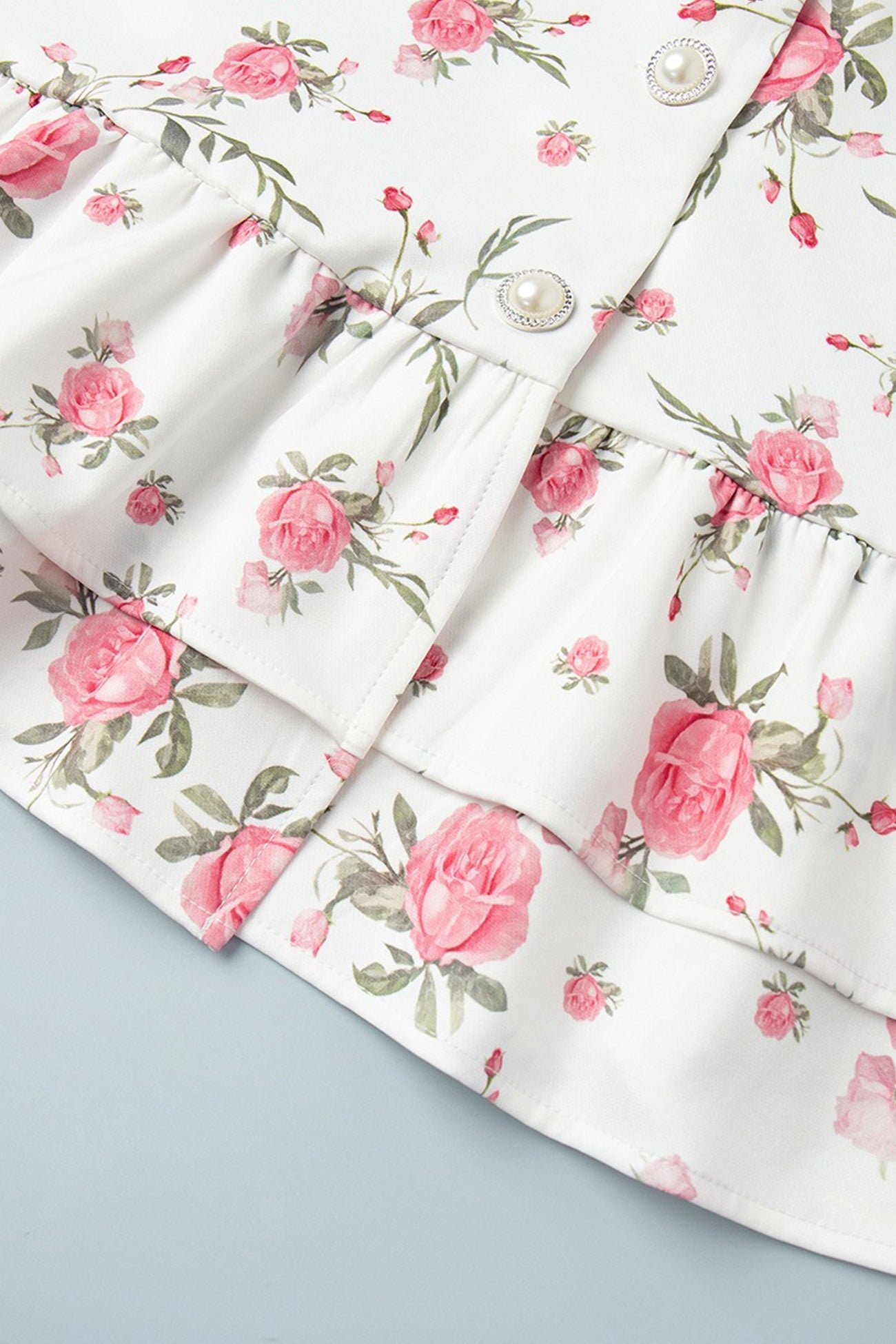 V-Neck Puff Sleeve A-line Ruffle Mini Dress