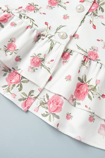 V-Neck Puff Sleeve A-line Ruffle Mini Dress