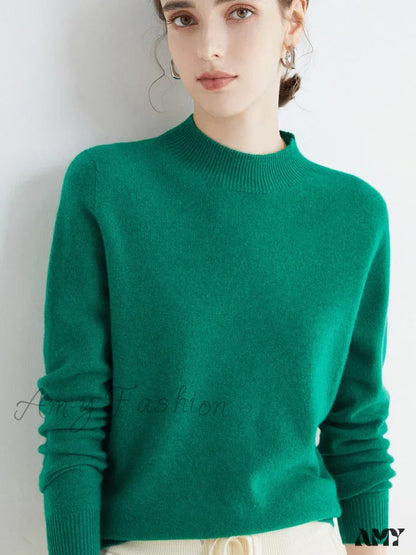 100% Merino Wool Cashmere Women Knitted Long Sleeve Pullovers Autumn Winter Warm Sweater