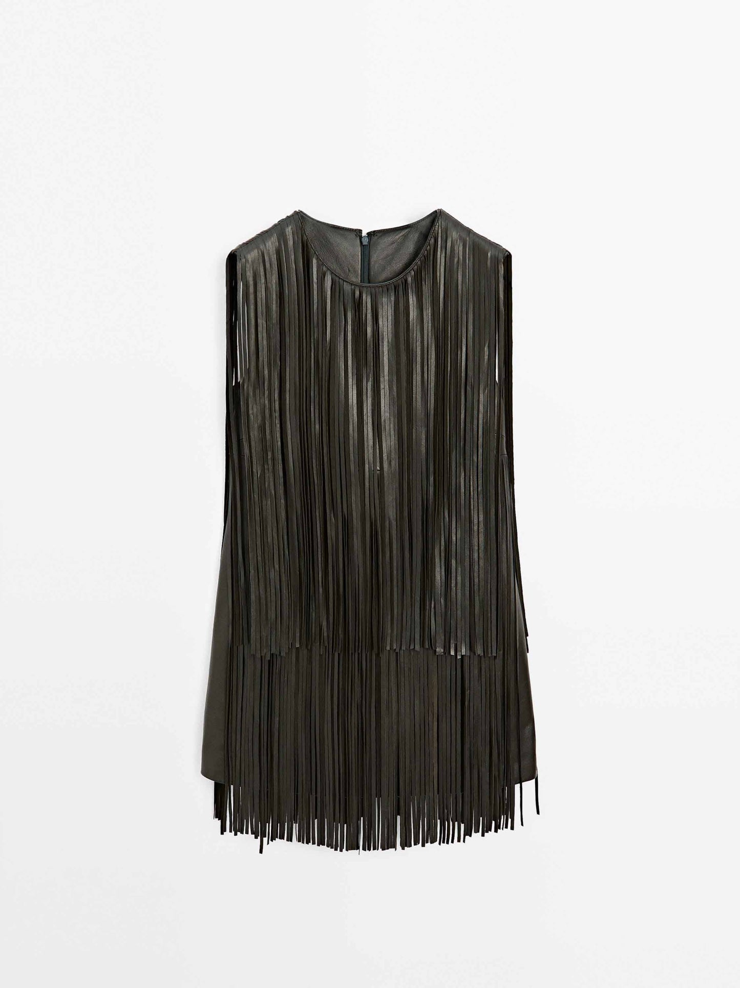 Tassel Design Mini Dress（Belt Not Included）