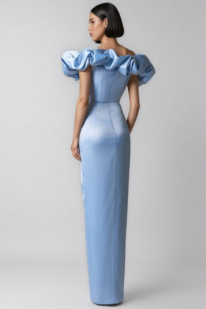 Ardend Off-Shoulder Ruffle Split Maxi Dress