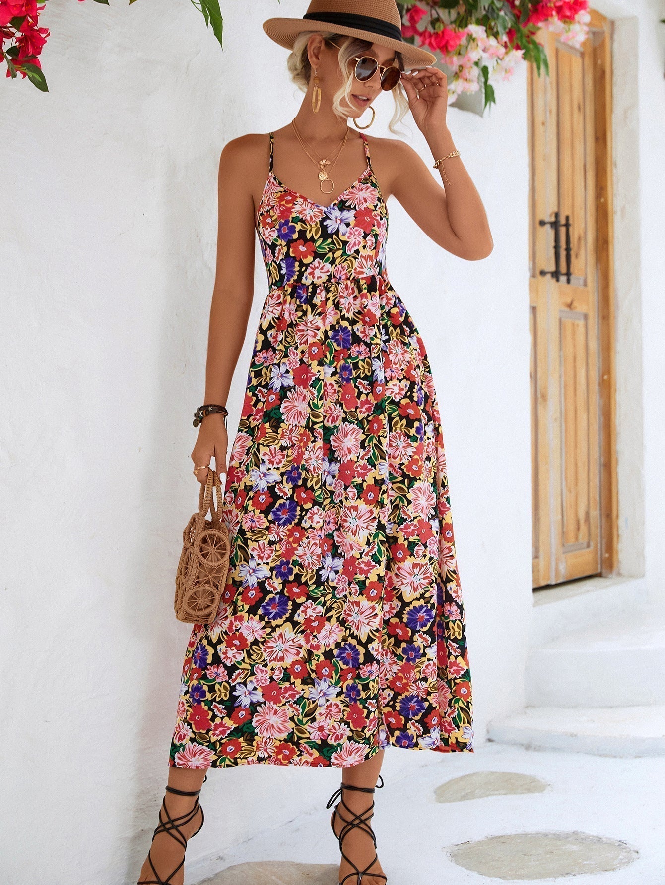 Summer Backless Split Halter Bohemian Dress