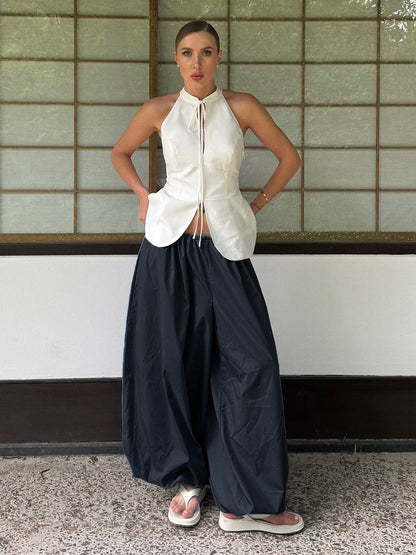 Pure Cotton Lantern Pants Color Loose-fit Comfort Pants