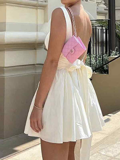 Backless Lace Up Mini Dress