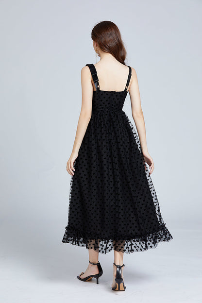 Love Flocking Dimensional Tube Top Suspender Dress