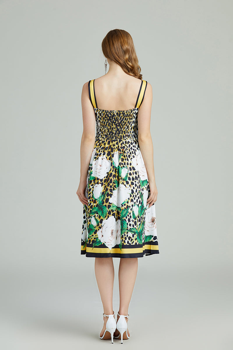 Printed Sleeveless Cami A Line Knee Dress