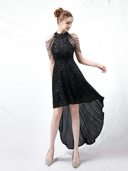 Slim and slim mid length evening dress