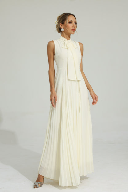 Tennyson White Bow Sleeveless Maxi Dress