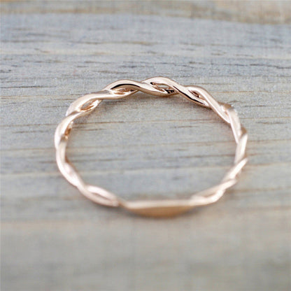 Minimalist Twist Diamond Band Couples Ring