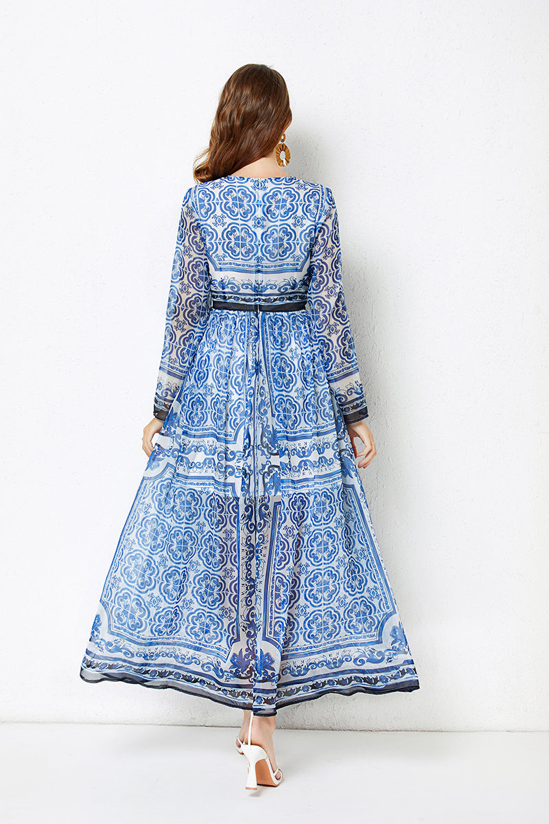 Elegant Daily Long Sleeve A Line Maxi Dress