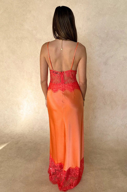 | Sheer Lace Patchwork Maxi Dress