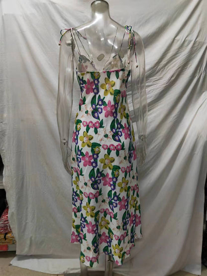 Backless Slip Dress Casual Beach Vacation Style Dress