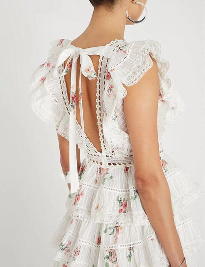 Alessia Cotton Eyelet Tie Dye Crochet Tassel Dress