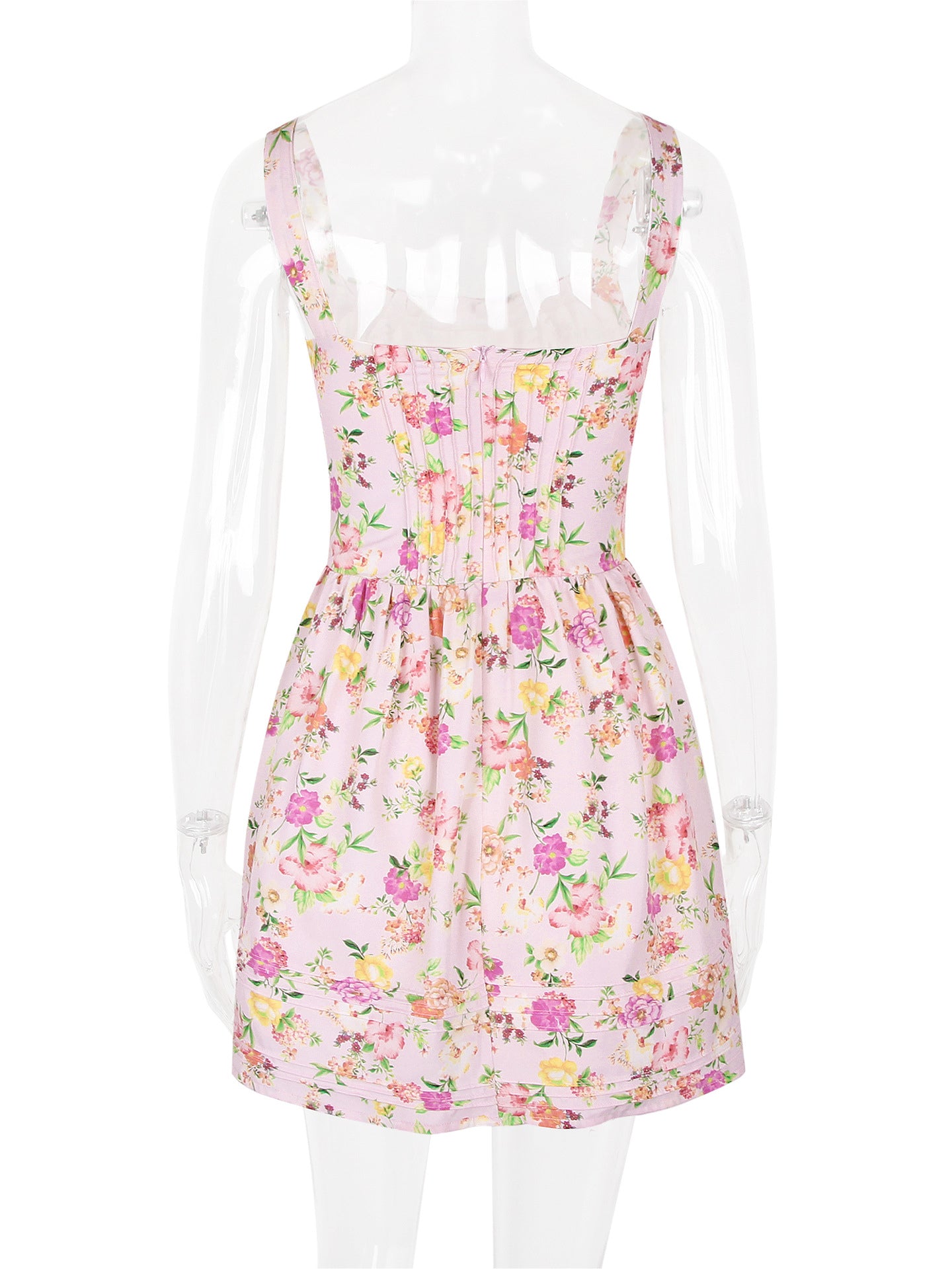 Floral Dress Mini Dresses Dresses Floral Print Lace Up Straps Neck Sleeveless No Open Seam Elegant Fall Short