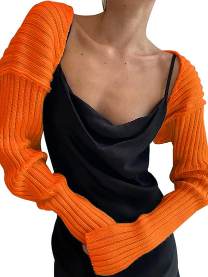 Knitted Long-Sleeve Cropped Top