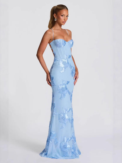 Printed Camisoles Waist-cinching And Hip-hugging Maxi Dresses