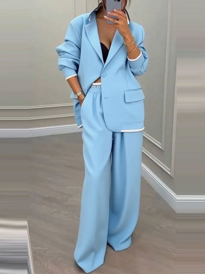 Leisure Wide-leg Pants Suit Commuter Suit 2-piece Sets
