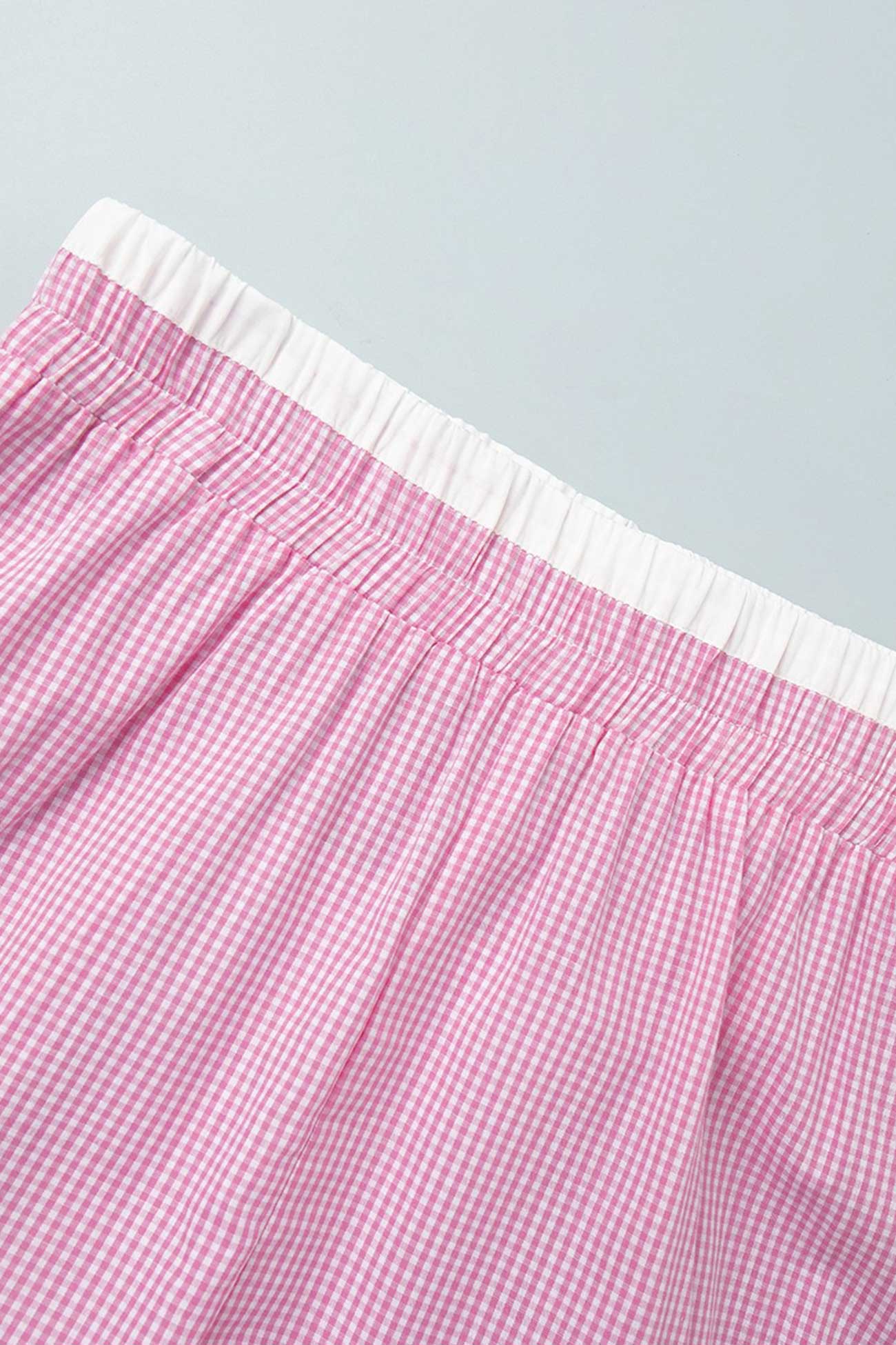 Plaid Blouse Cotton Two-piece Outfit