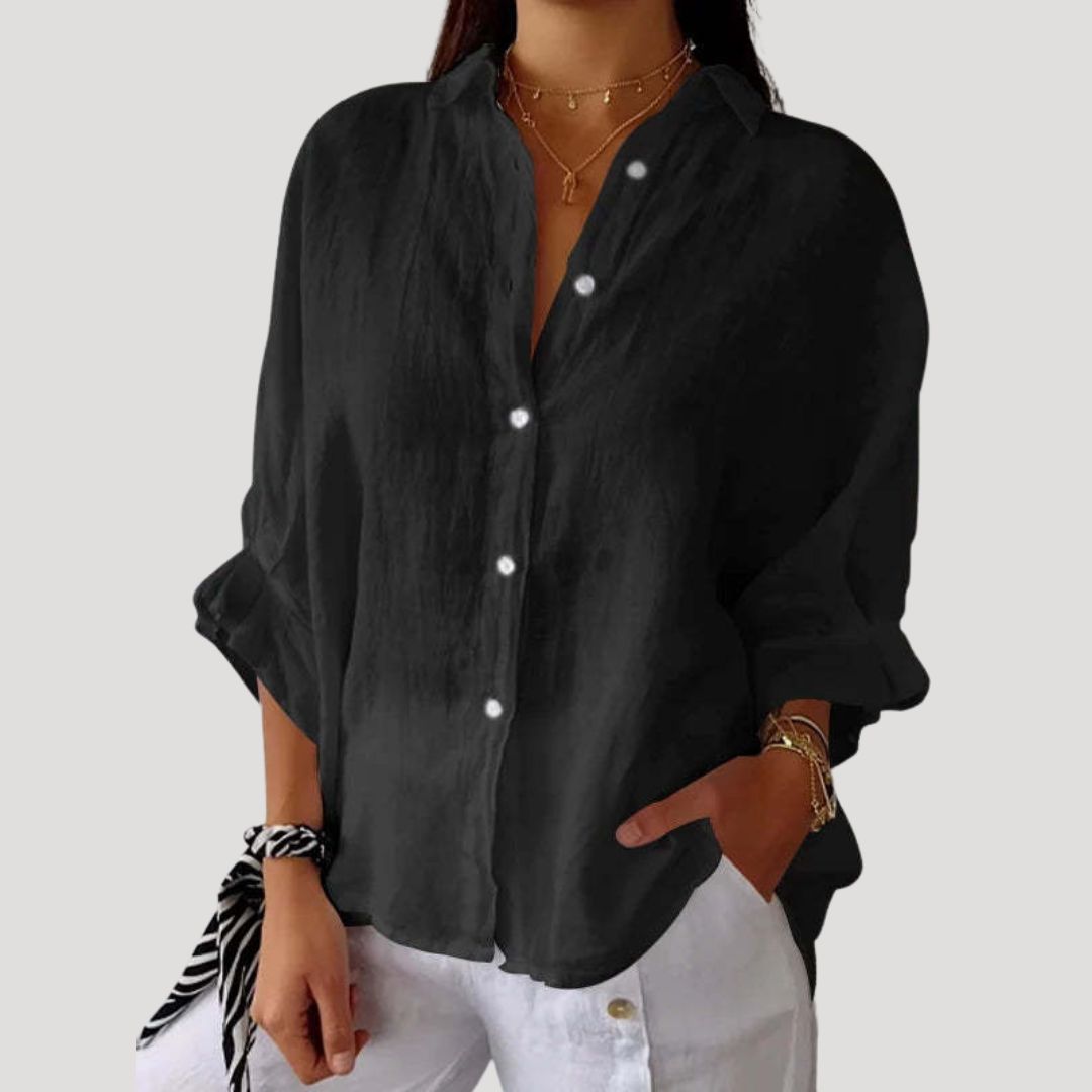 | Linen Long Sleeve Button Shirt Blouse