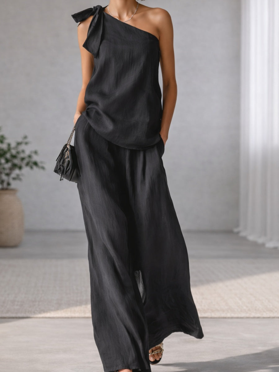 Bandage Jacket Wide-leg Pants Set 2-piece Sets