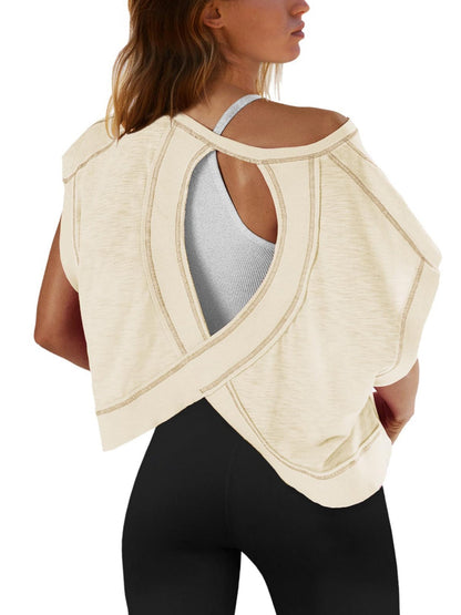 Backless Yoga Relaxed And Casual T-shirts
