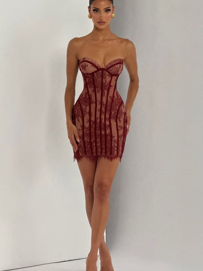 Lace Waist Corset Hip-hugging Formal Dress Mini&Short Dresses