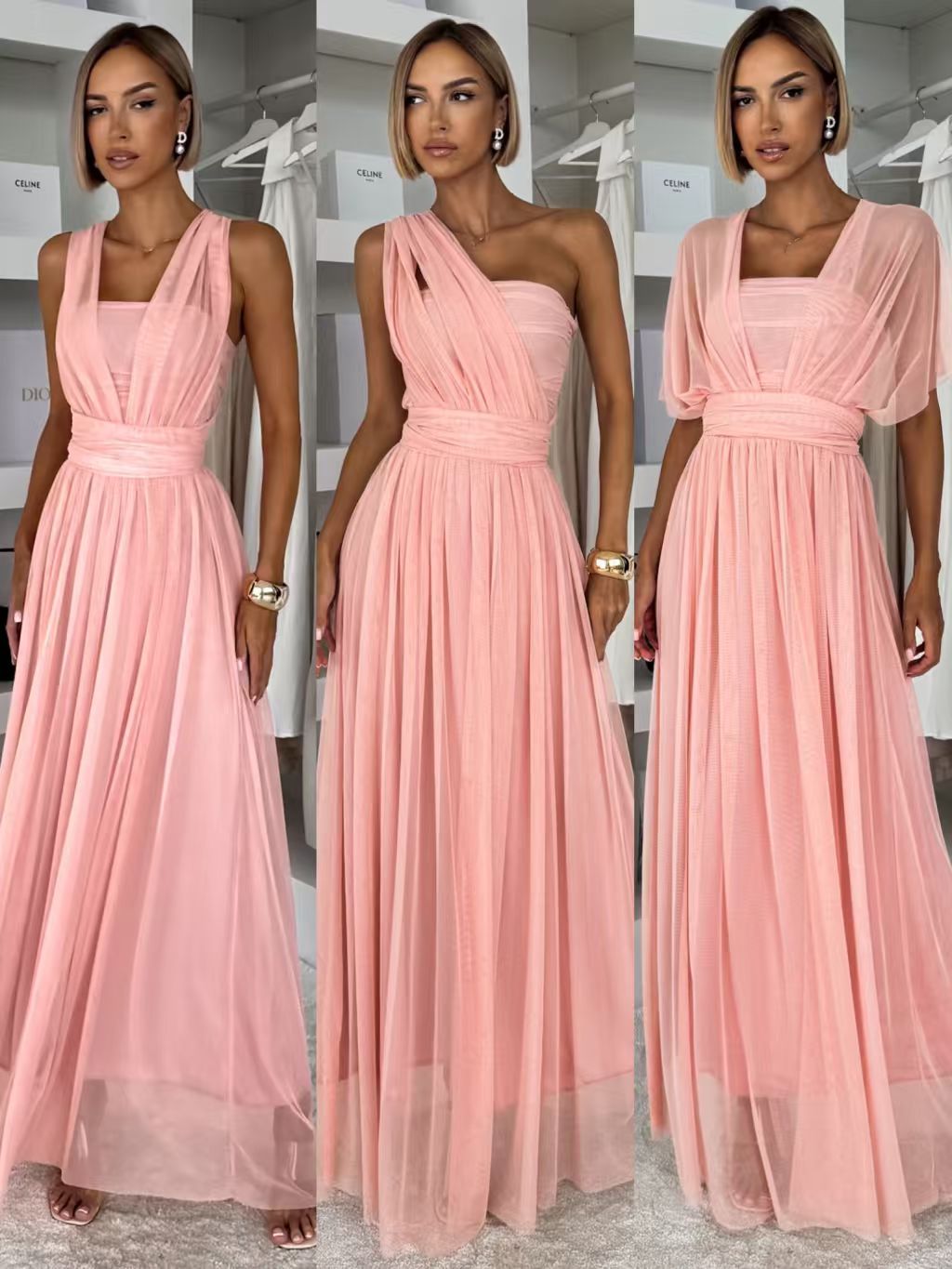 High Waist Versatile Tulle Maxi Dress
