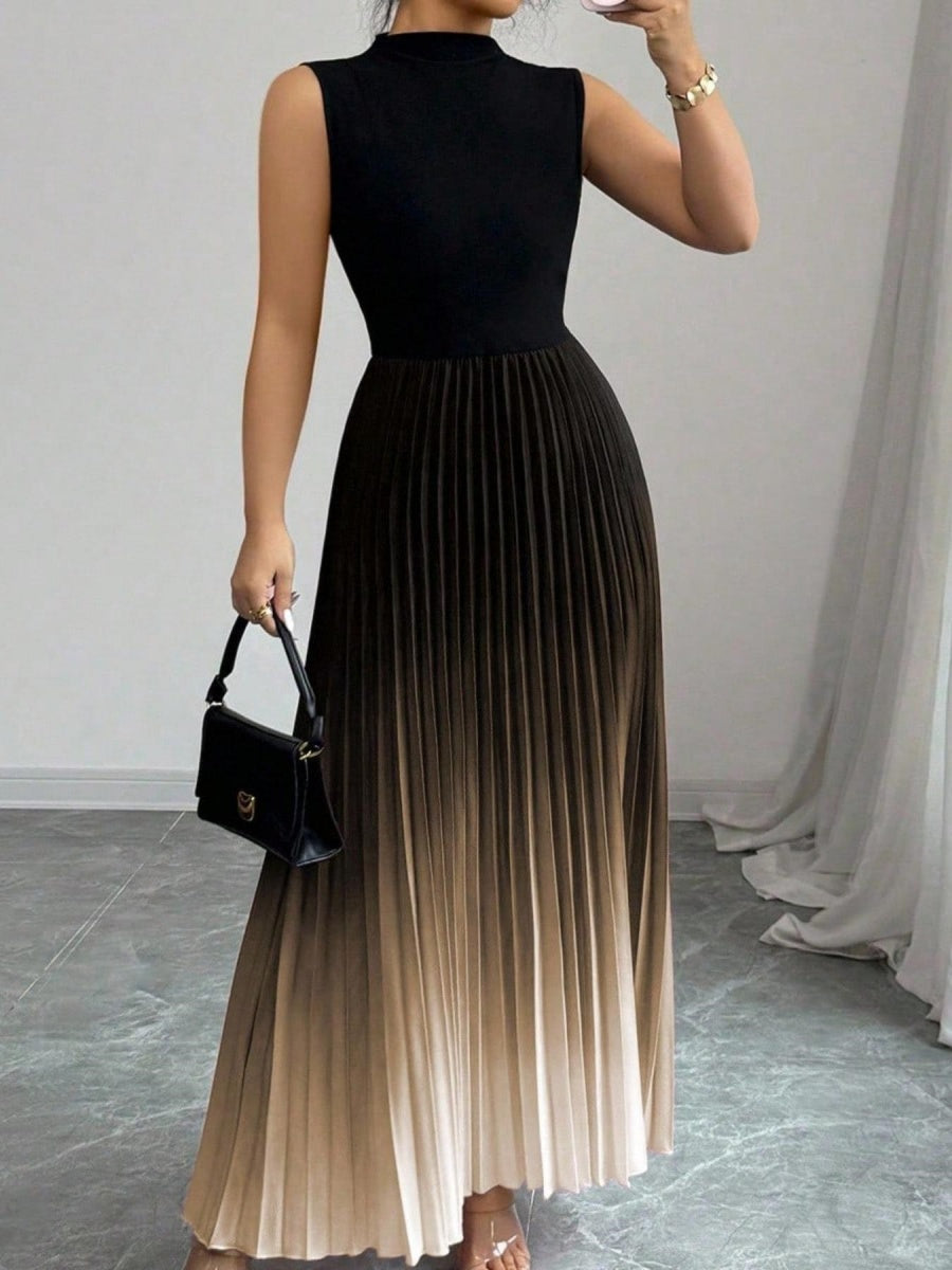 Crew Neck Sleeveless Gradient Maxi Dresses
