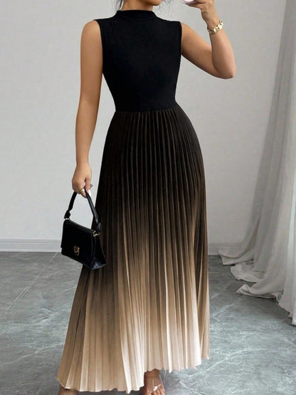 Crew Neck Sleeveless Gradient Maxi Dresses