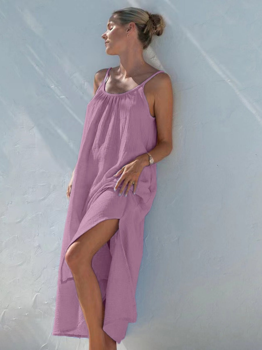 100% Cotton Temperament Camisoles Loose-fit Home Vacation Mini&Short Dresses
