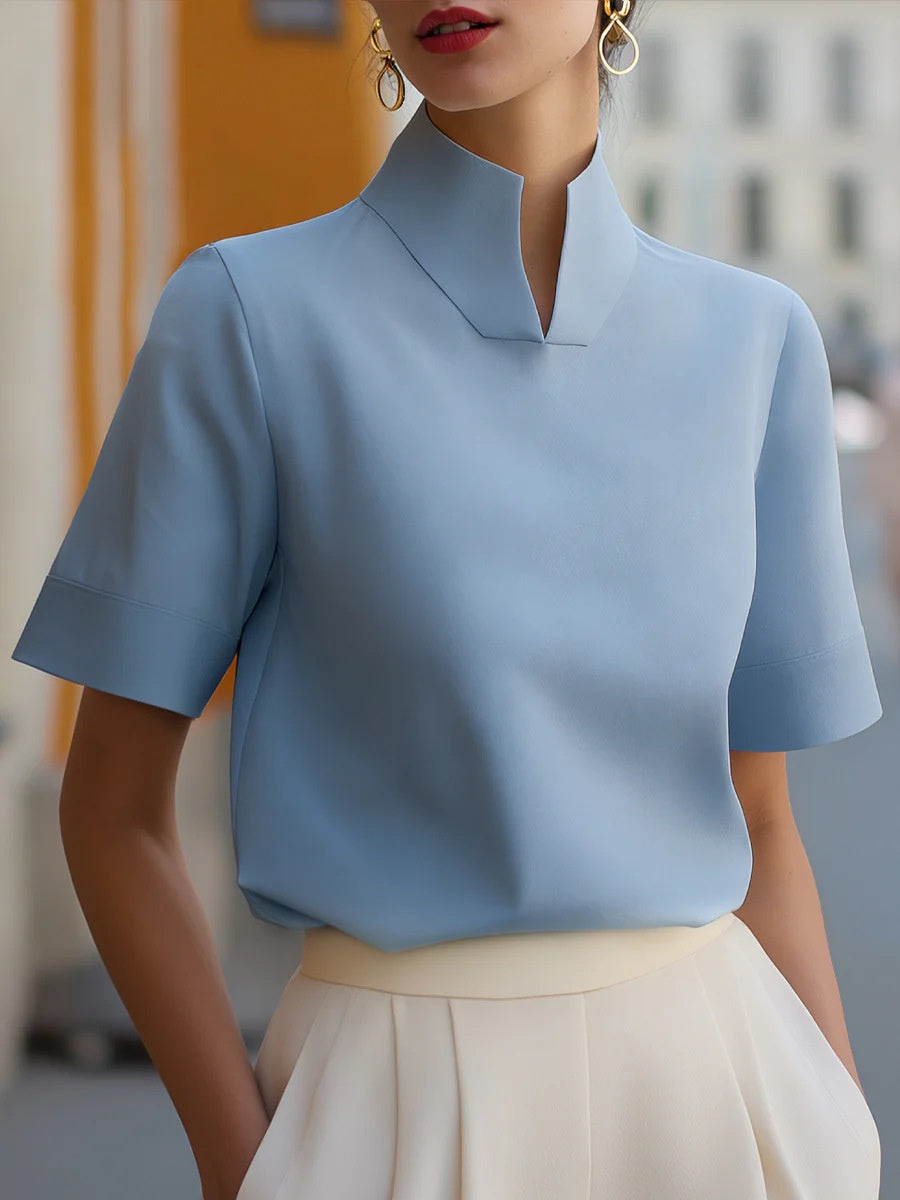 Stand Collar Short Sleeve Jacket Grace Shirts