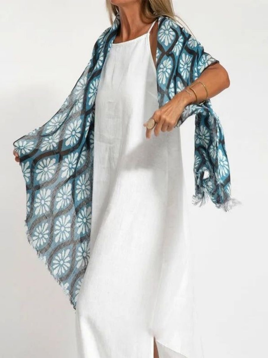 Cotton Linen Slit Spaghetti Strap Long Dress