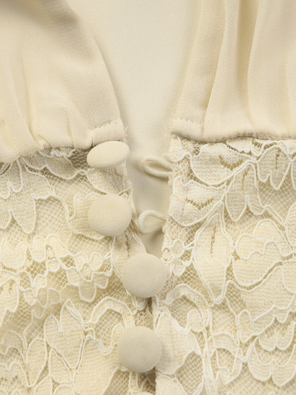 Two-piece Set: Lace Chiffon Cardigan Top, Loose-fitting Sheer Belted Skirt