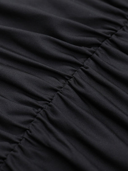 Backless Draped Collar Sparkling Mesh Splicing Halter Mini&Short Dresses