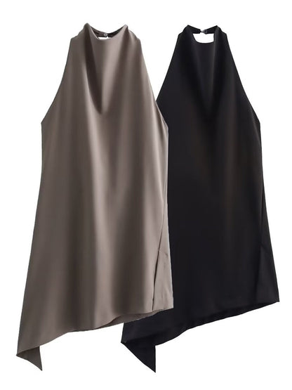 Halter Asymmetrical Jacket Wide-leg Trousers Commuting Set 2-piece Sets