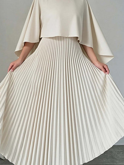 Cloak Batwing Sleeves Crimp Temperament Grace Maxi Dresses