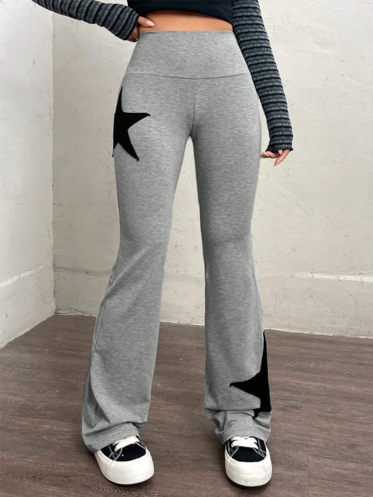 Five-pointed Star Elastic Tights High-waisted With A Slight Flare Pants