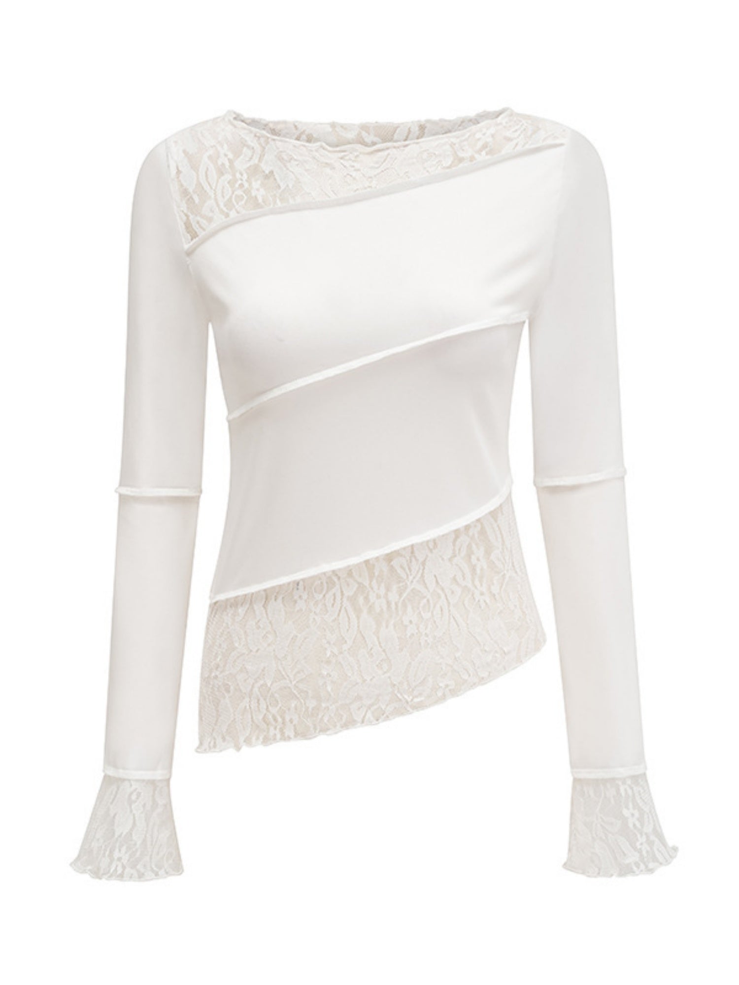 Lace Patchwork Long-sleeved T-shirt