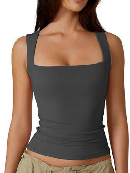 Square Collar Slim-fit Tank Top