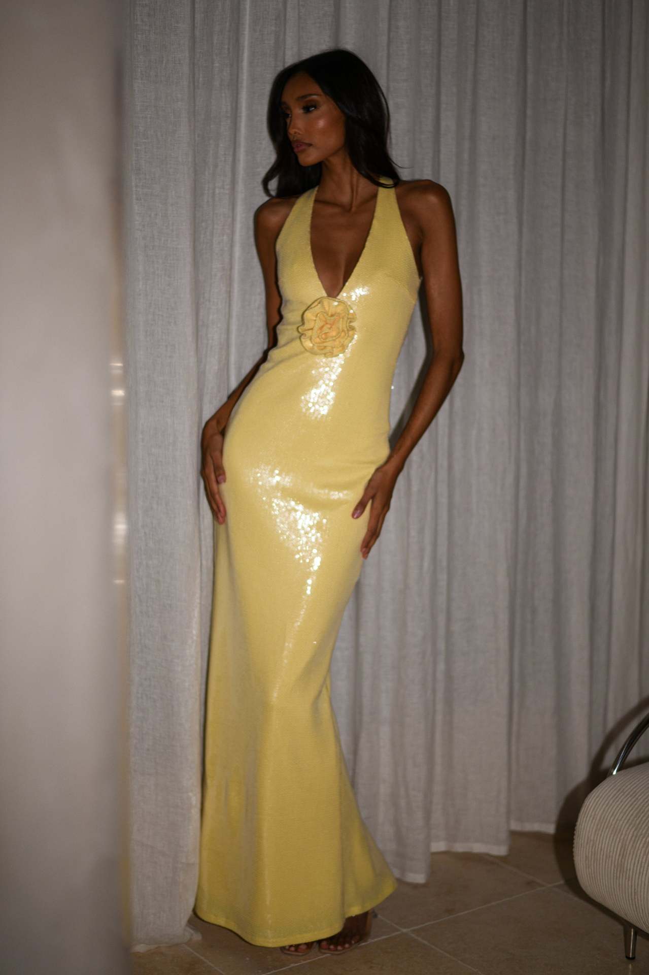 Hexed Bodycon Dress - Yellow