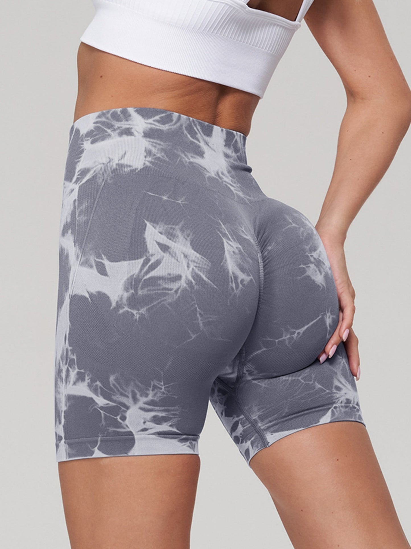 Seamless Tie-dye High-waisted, Tummy-flattening, And Butt-lifting Yoga Shorts