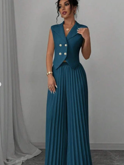 Pleated Pants Vest Grace Commuting Set 2-piece Sets